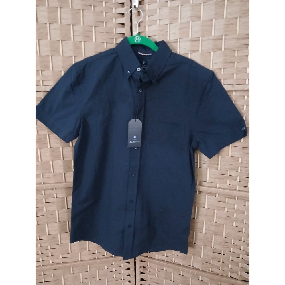 NWT Original Ben Sherman 100% Cotton Navy Short Sleeve Button-Down Shirt Sz S